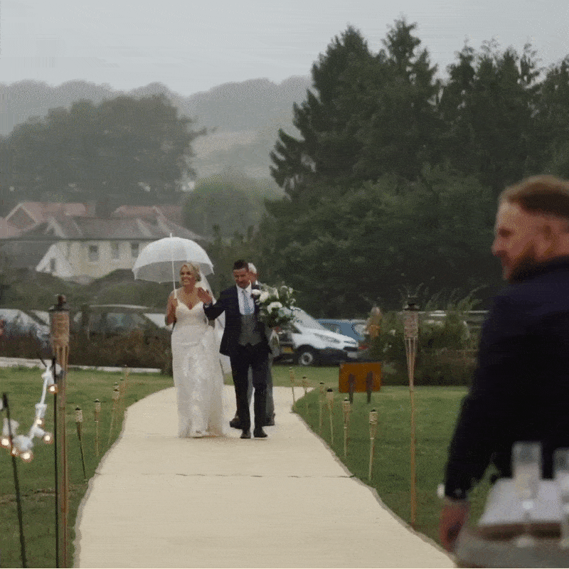 wedding videography hampshire, festival wedding in the rain